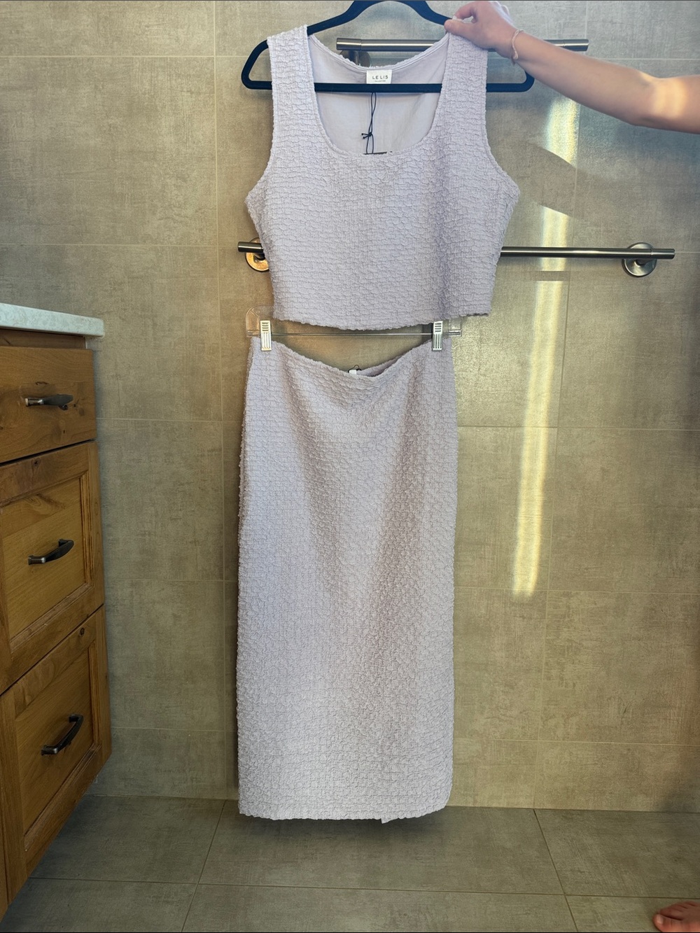 Le Lis Lavender Two-Piece Textured Maxi Set